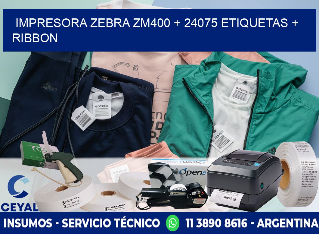 impresora zebra zm400 + 24075 etiquetas + ribbon