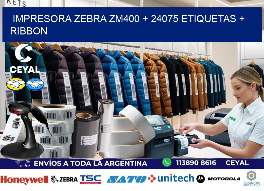 impresora zebra zm400 + 24075 etiquetas + ribbon