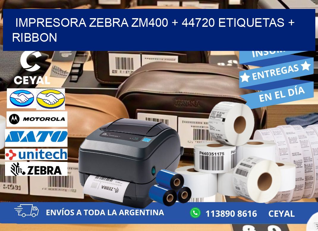 impresora zebra zm400 + 44720 etiquetas + ribbon
