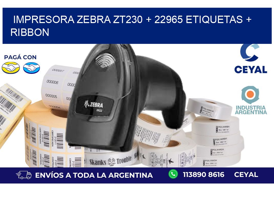 impresora zebra zt230 + 22965 etiquetas + ribbon