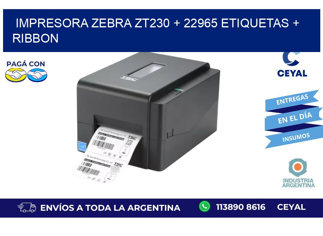 impresora zebra zt230 + 22965 etiquetas + ribbon