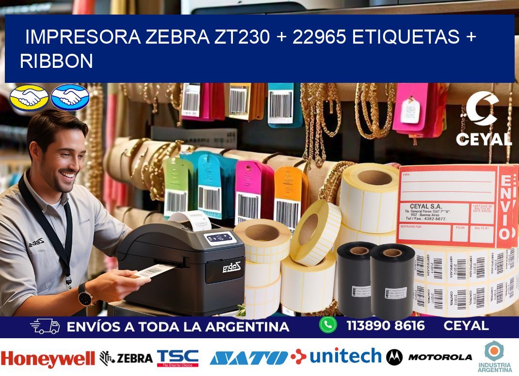 impresora zebra zt230 + 22965 etiquetas + ribbon