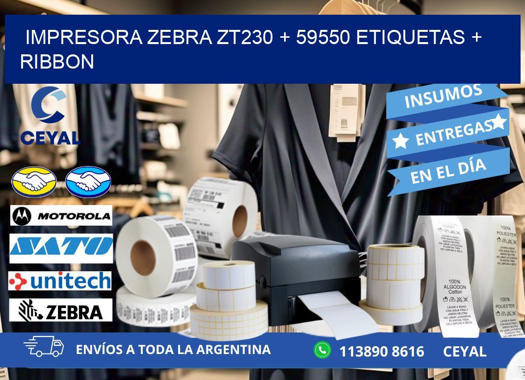 impresora zebra zt230 + 59550 etiquetas + ribbon