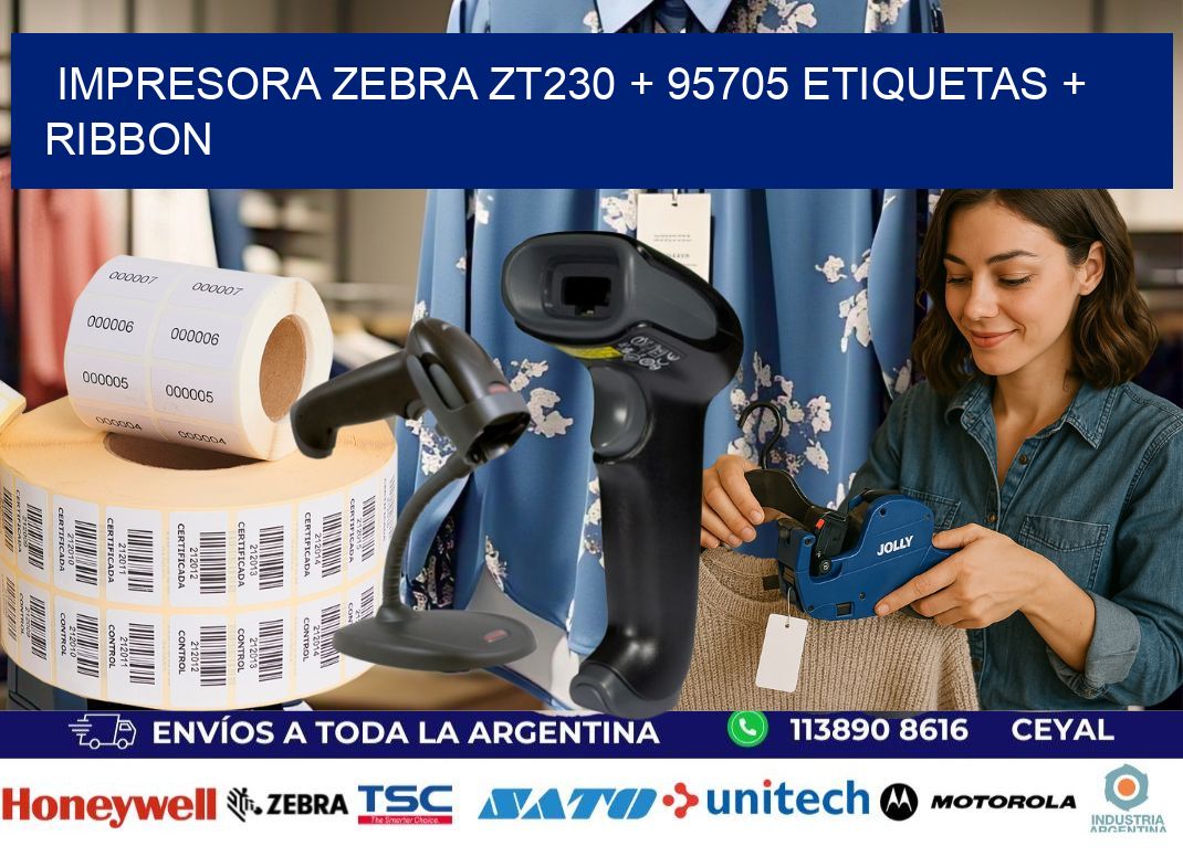 impresora zebra zt230 + 95705 etiquetas + ribbon