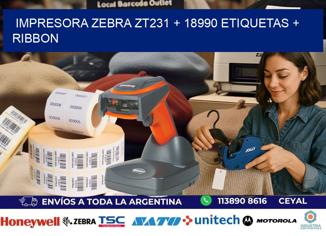 impresora zebra zt231 + 18990 etiquetas + ribbon