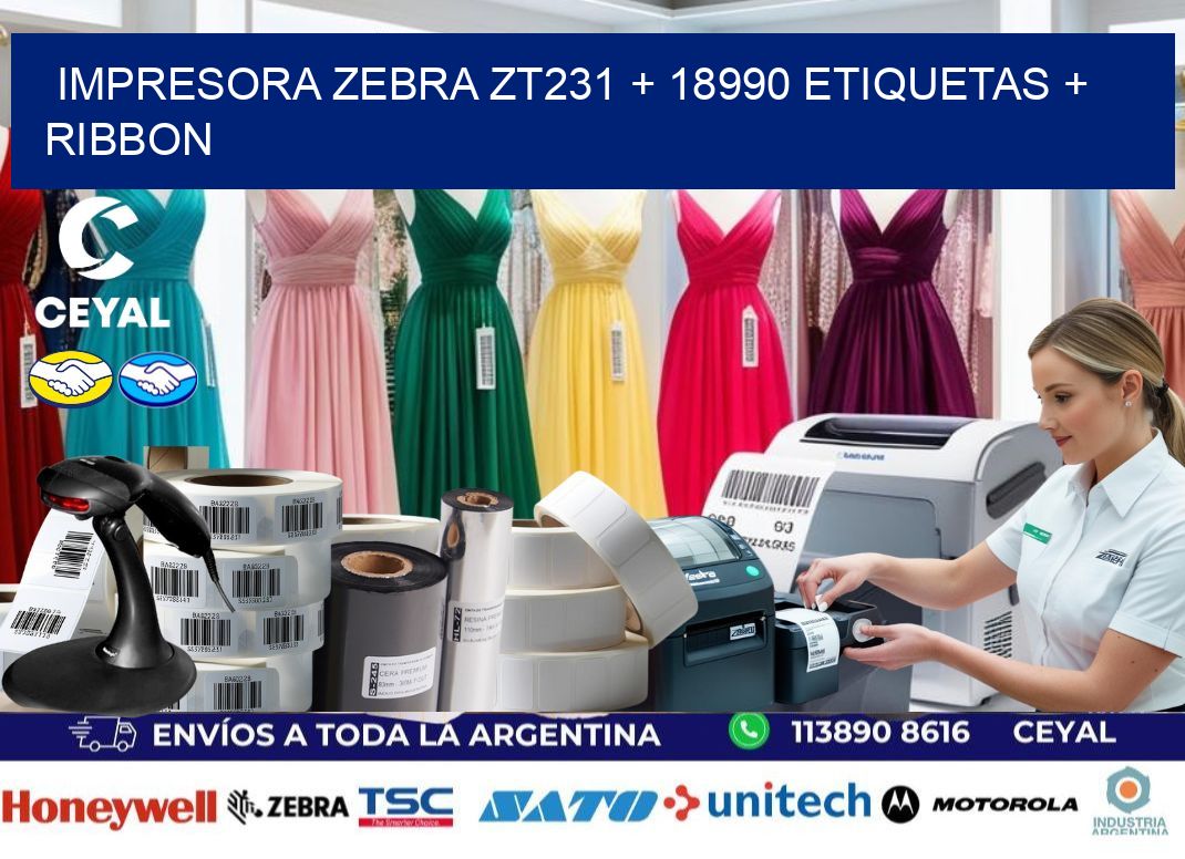 impresora zebra zt231 + 18990 etiquetas + ribbon