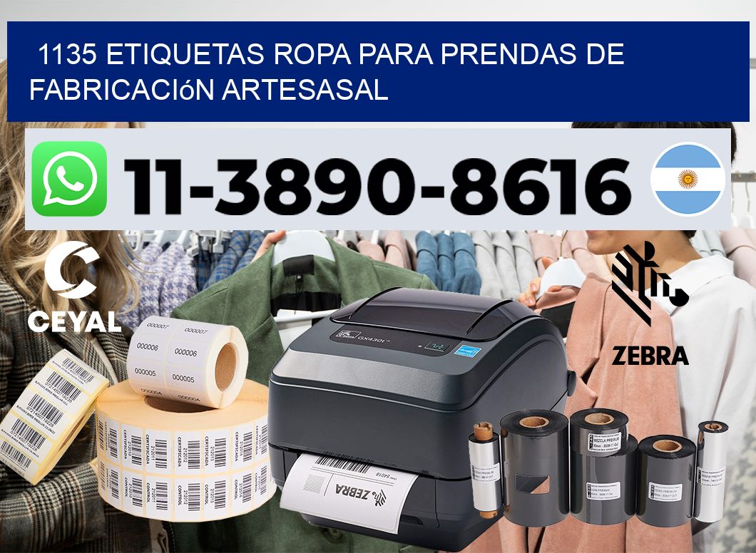 1135 Etiquetas ropa para prendas de fabricación artesasal