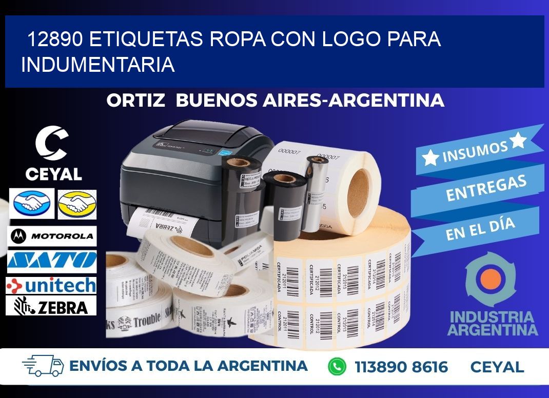12890 Etiquetas ropa con logo para indumentaria