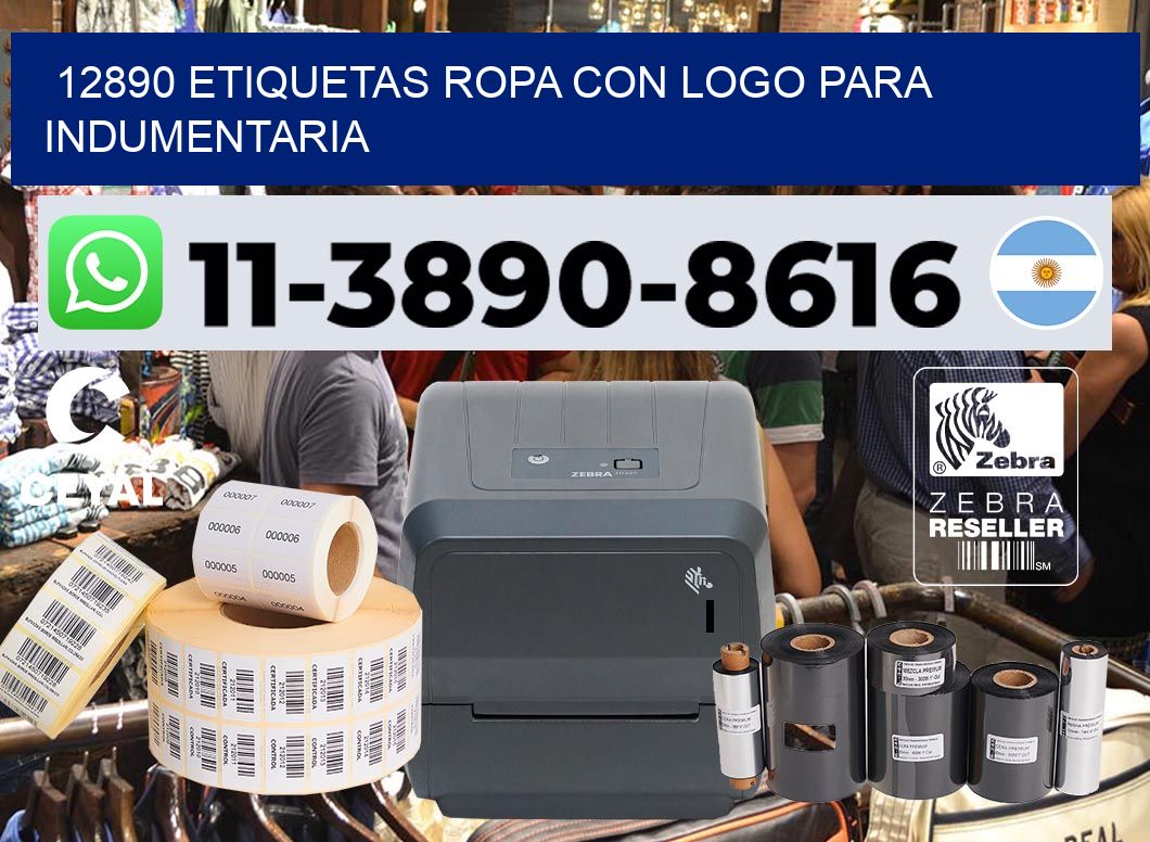 12890 Etiquetas ropa con logo para indumentaria