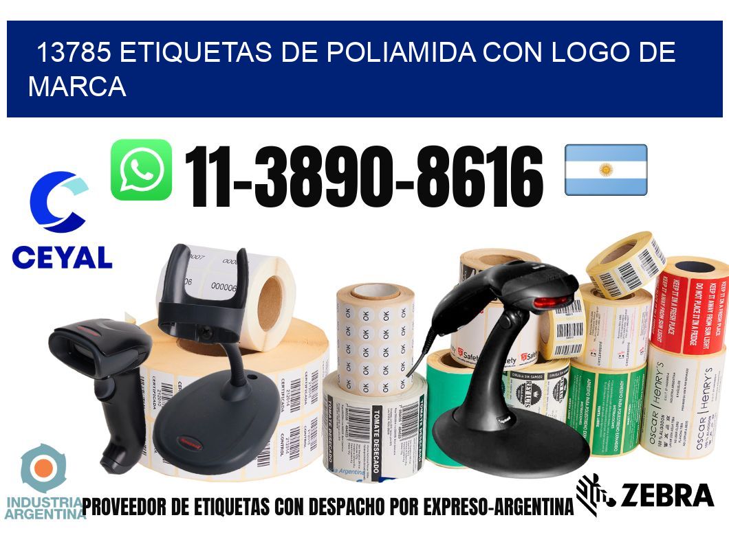 13785 Etiquetas de poliamida con logo de marca