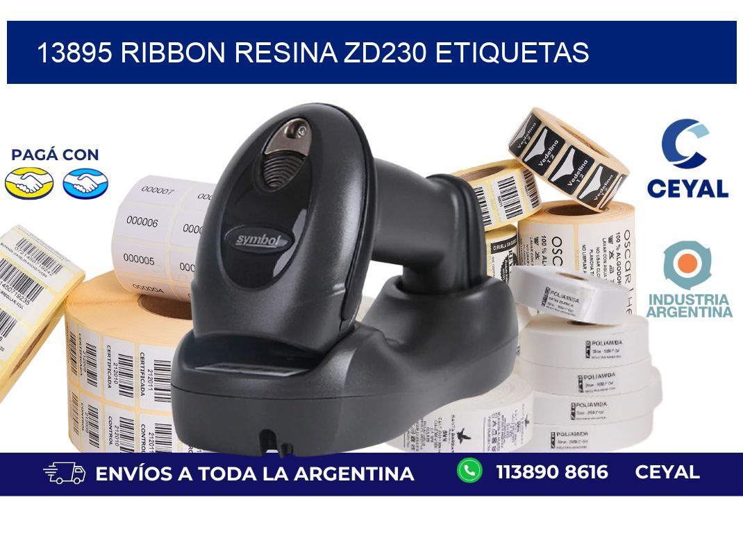 13895 ribbon resina zd230 etiquetas