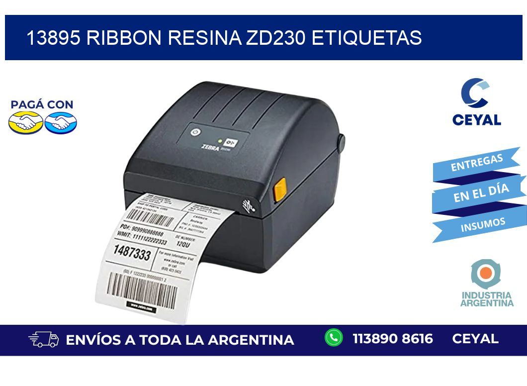 13895 ribbon resina zd230 etiquetas