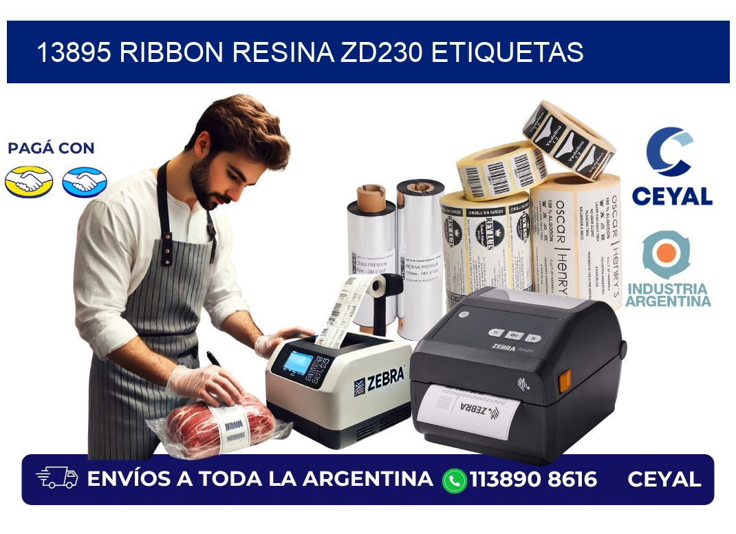 13895 ribbon resina zd230 etiquetas