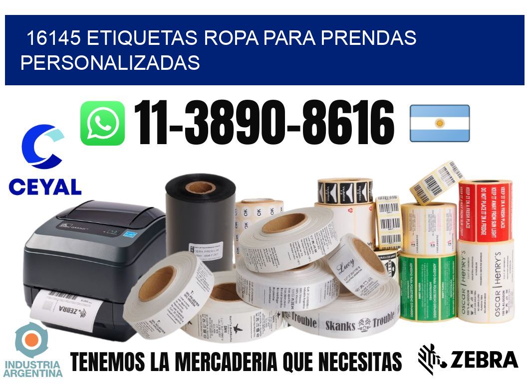 16145 Etiquetas ropa para prendas personalizadas