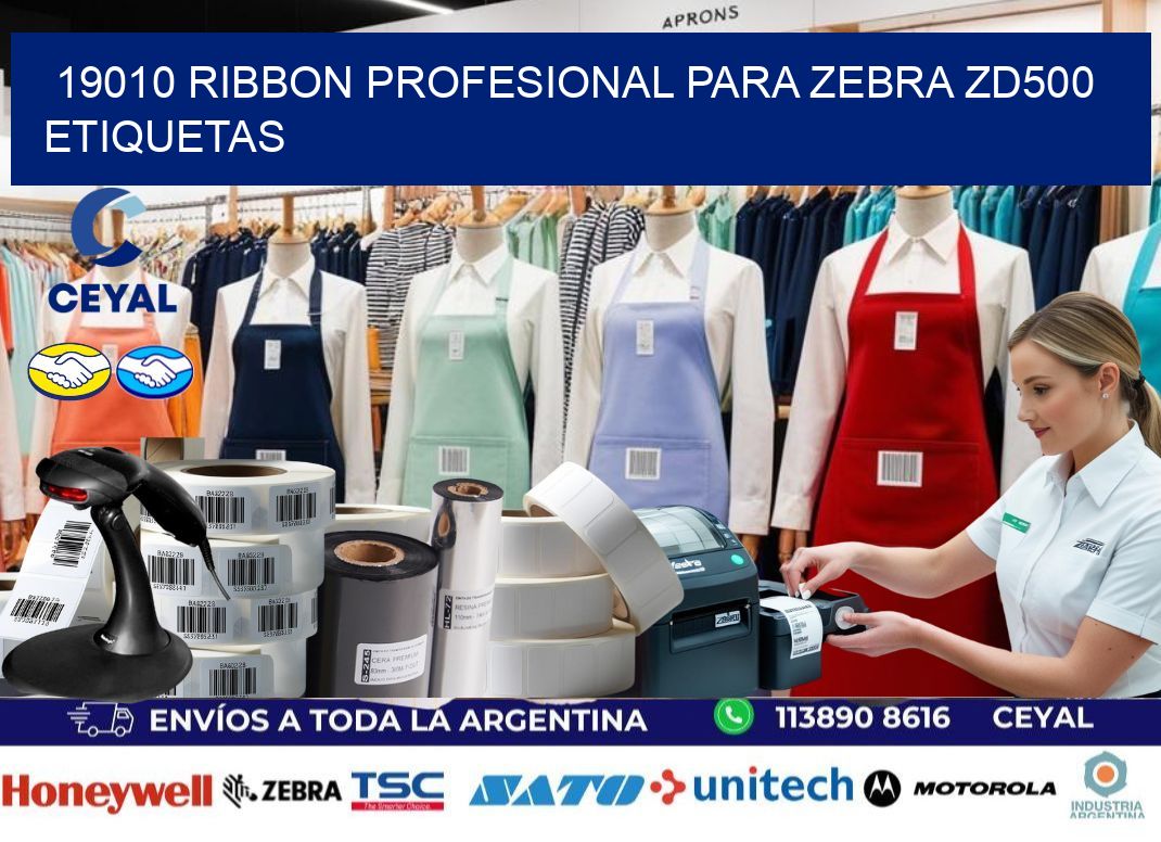 19010 ribbon profesional para zebra zd500 etiquetas