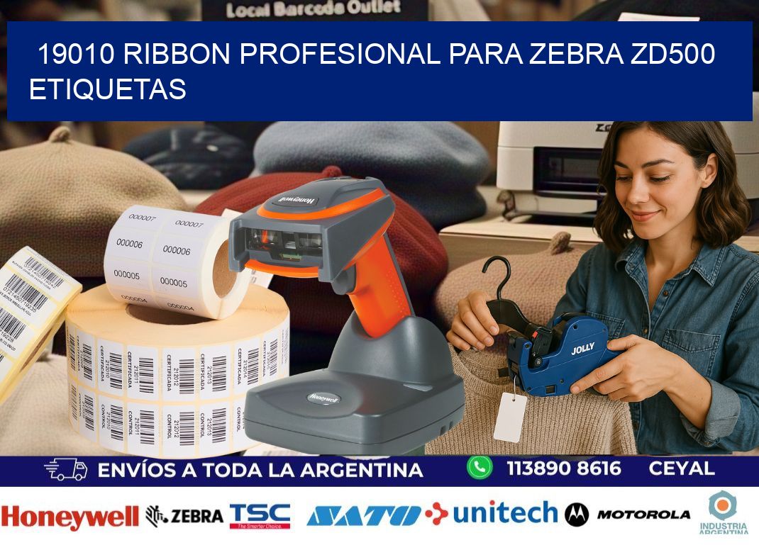 19010 ribbon profesional para zebra zd500 etiquetas