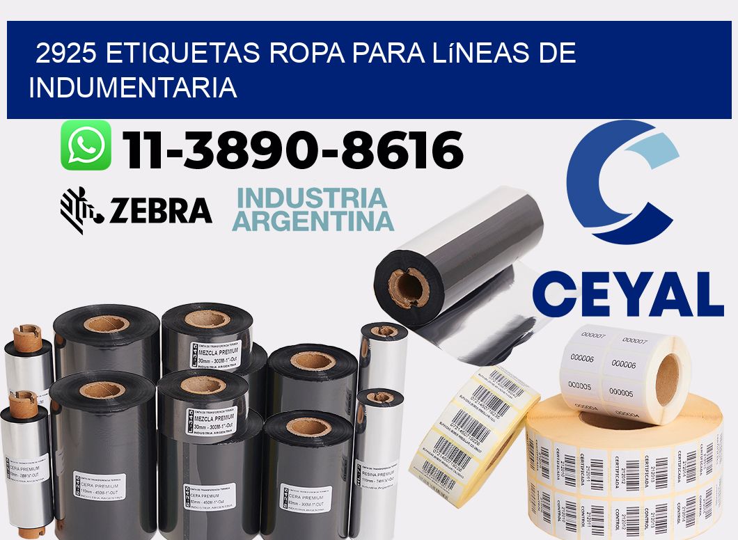 2925 Etiquetas ropa para líneas de indumentaria