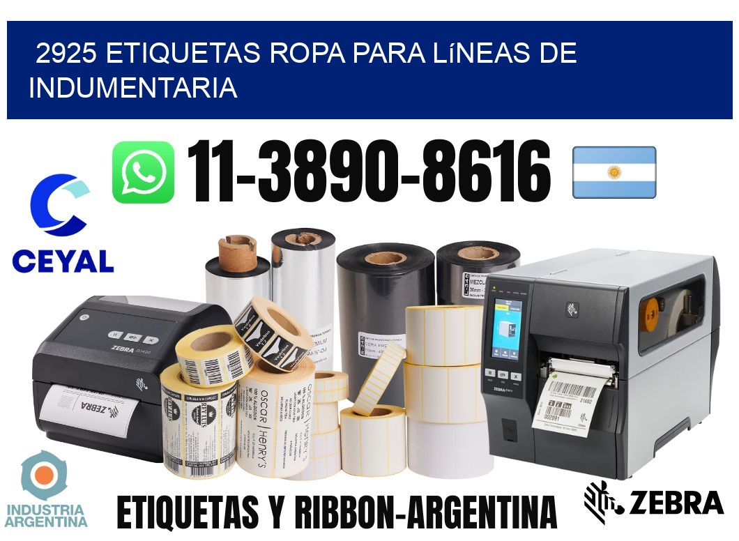 2925 Etiquetas ropa para líneas de indumentaria