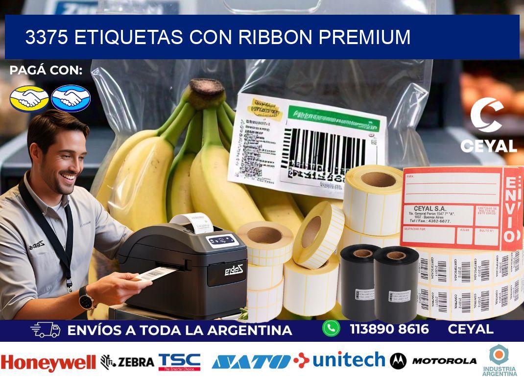 3375 etiquetas con ribbon premium