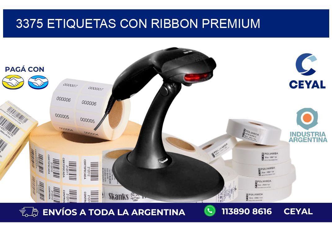 3375 etiquetas con ribbon premium