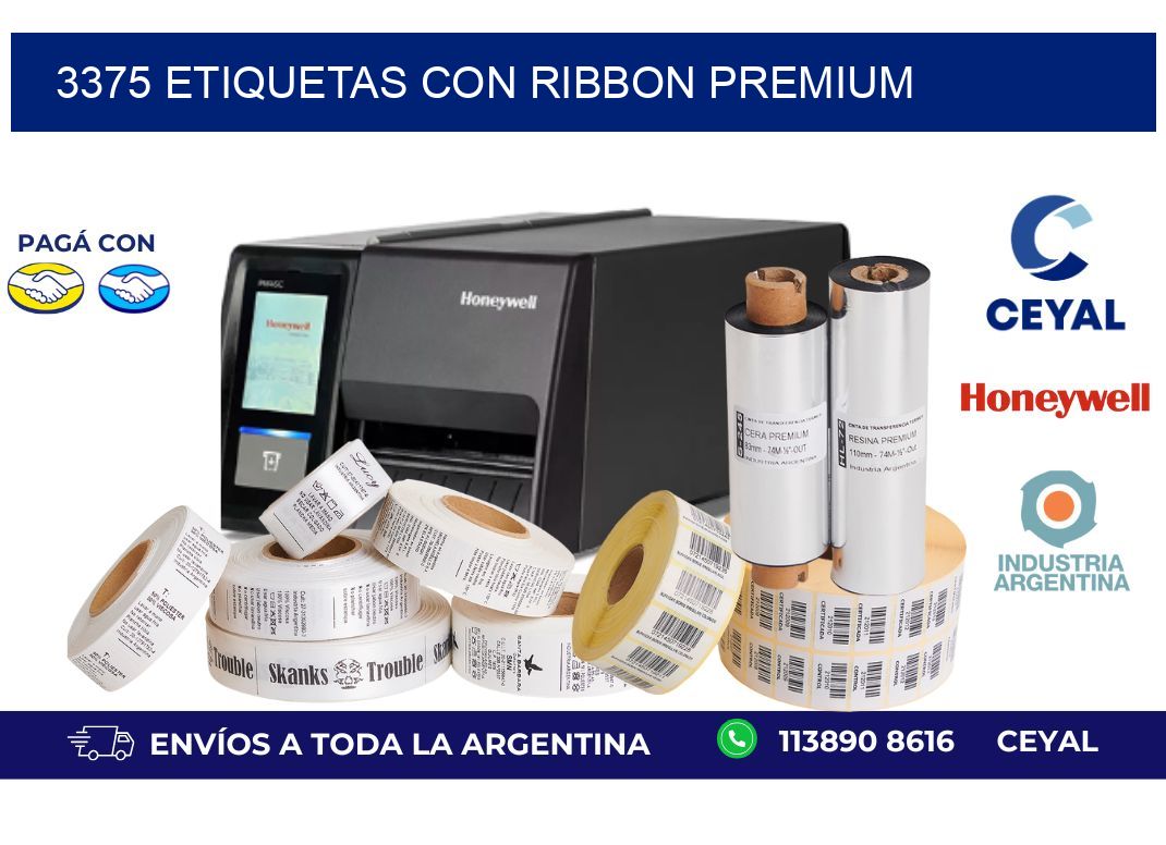 3375 etiquetas con ribbon premium