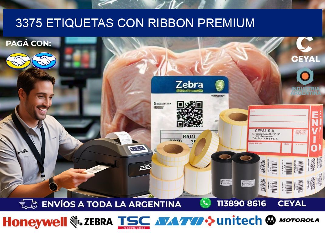3375 etiquetas con ribbon premium