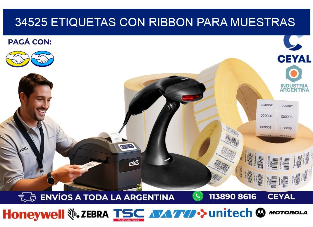 34525 etiquetas con ribbon para muestras