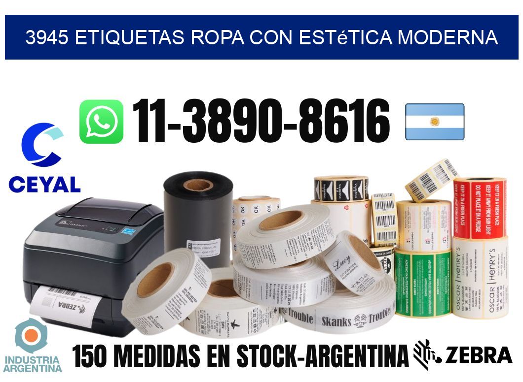 3945 Etiquetas ropa con estética moderna