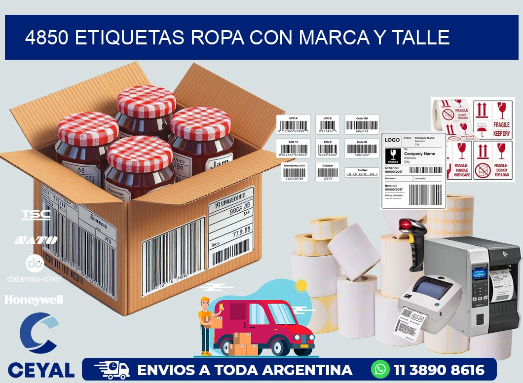4850 Etiquetas ropa con marca y talle