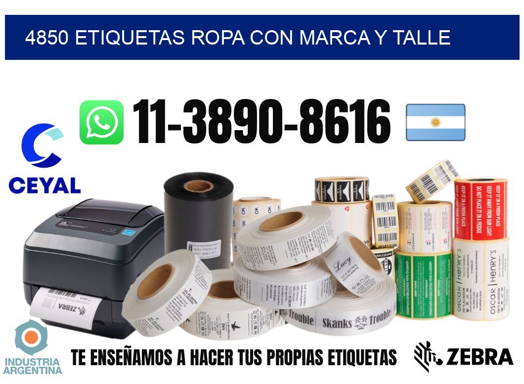 4850 Etiquetas ropa con marca y talle