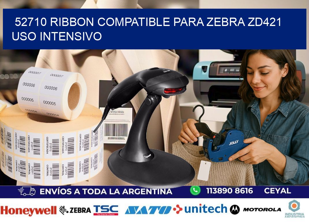 52710 ribbon compatible para zebra zd421 uso intensivo