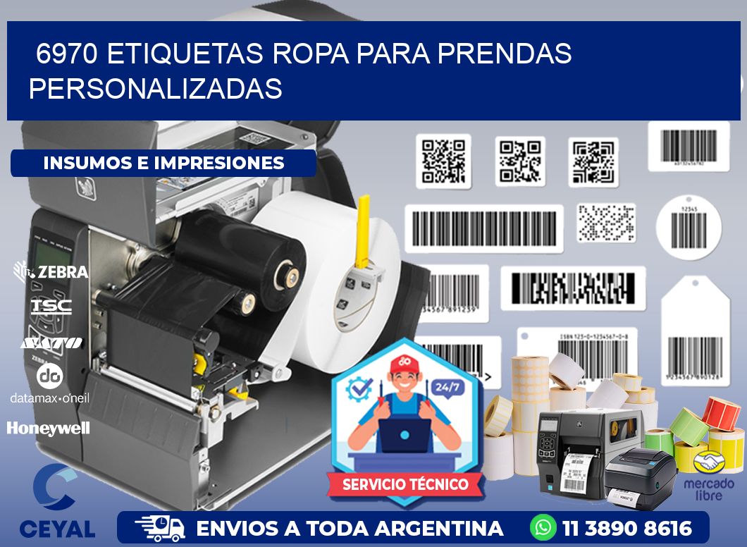 6970 Etiquetas ropa para prendas personalizadas