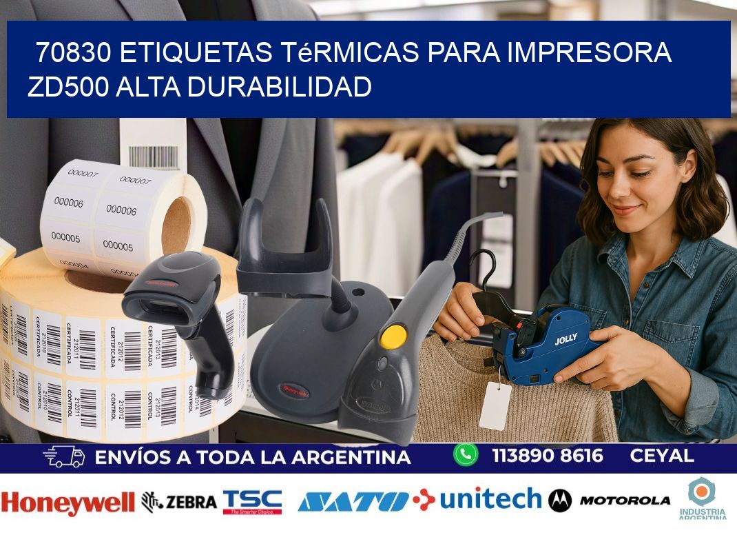 70830 etiquetas térmicas para impresora zd500 alta durabilidad