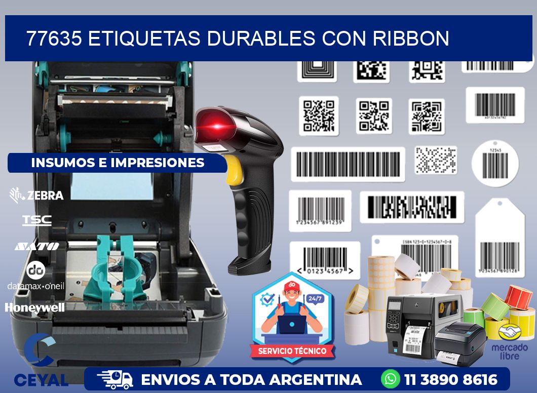 77635 etiquetas durables con ribbon