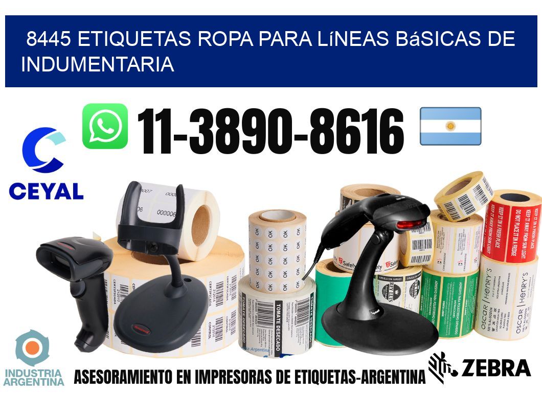 8445 Etiquetas ropa para líneas básicas de indumentaria