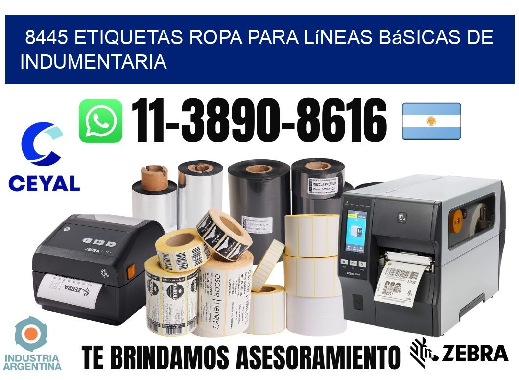 8445 Etiquetas ropa para líneas básicas de indumentaria