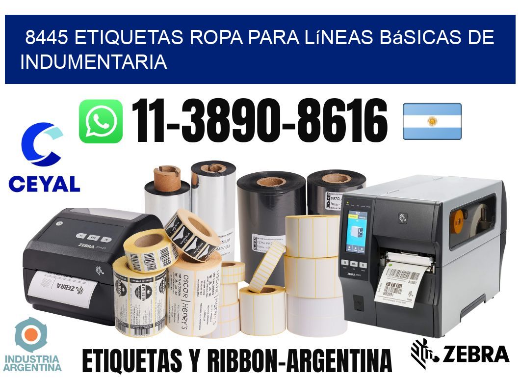 8445 Etiquetas ropa para líneas básicas de indumentaria