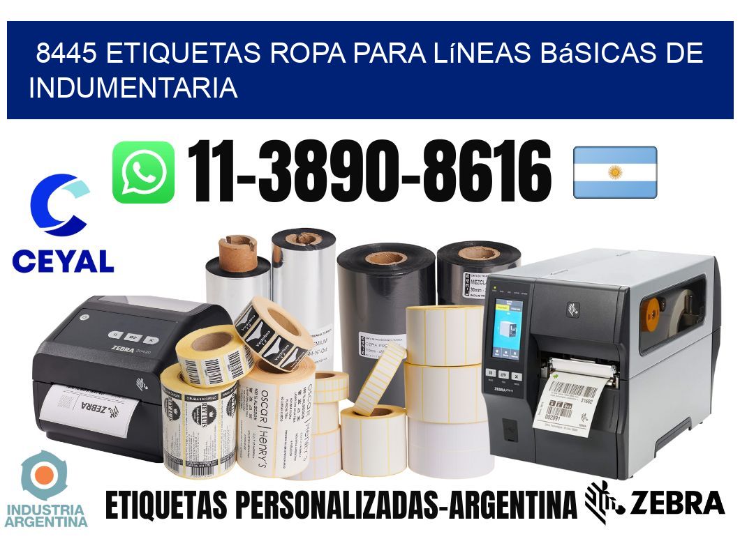 8445 Etiquetas ropa para líneas básicas de indumentaria