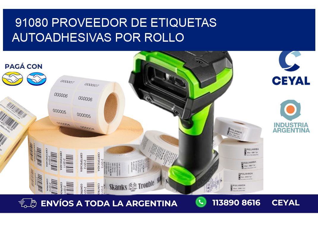 91080 proveedor de etiquetas  autoadhesivas por rollo