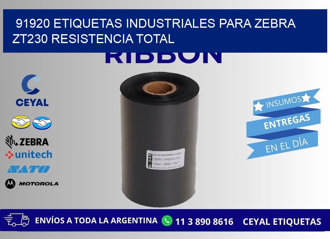 91920 etiquetas industriales para zebra zt230 resistencia total