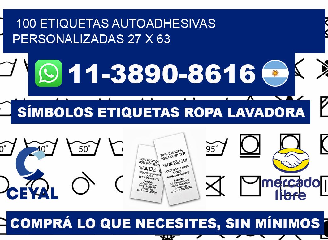 100 Etiquetas autoadhesivas personalizadas 27 x 63