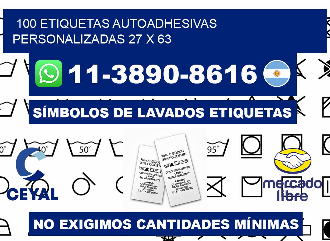 100 Etiquetas autoadhesivas personalizadas 27 x 63