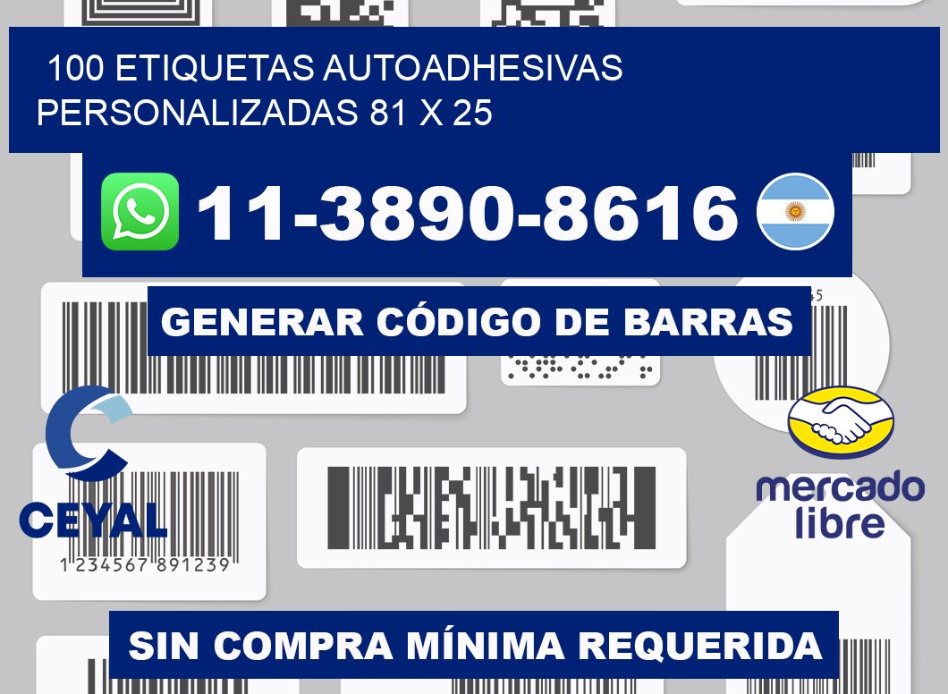 100 Etiquetas autoadhesivas personalizadas 81 x 25