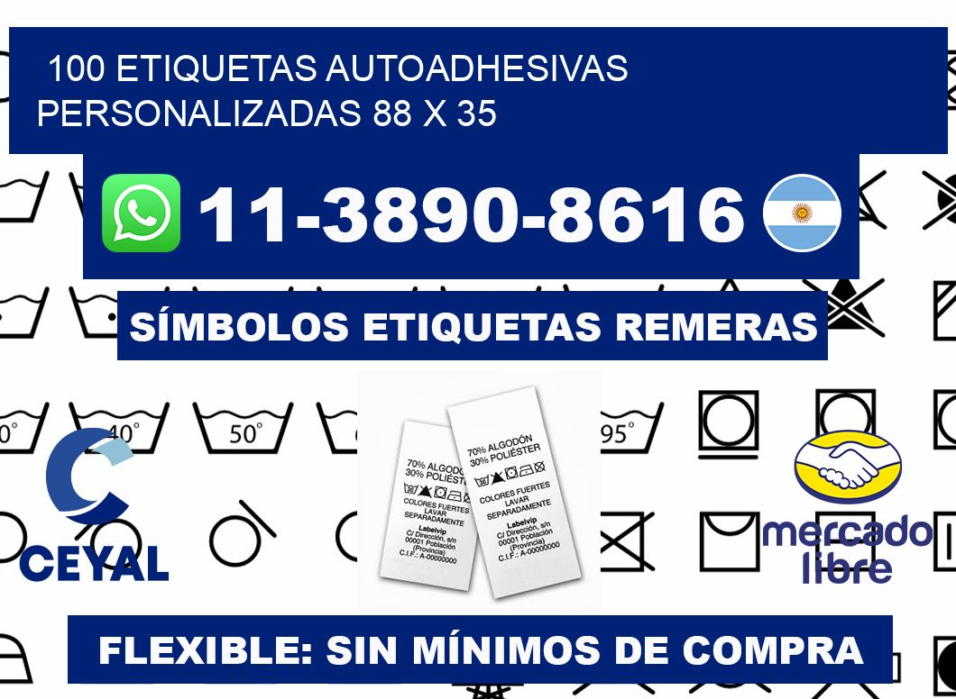 100 Etiquetas autoadhesivas personalizadas 88 x 35