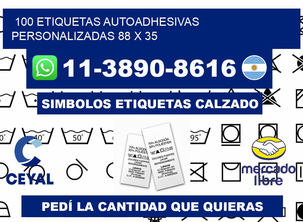 100 Etiquetas autoadhesivas personalizadas 88 x 35