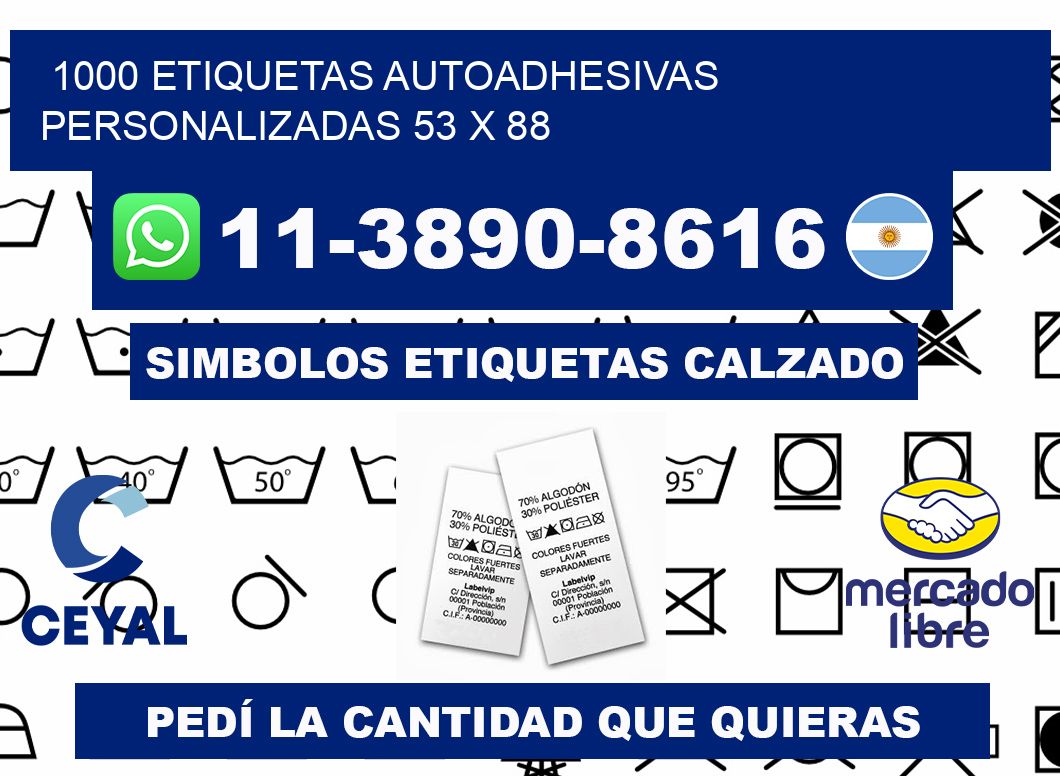 1000 Etiquetas autoadhesivas personalizadas 53 x 88