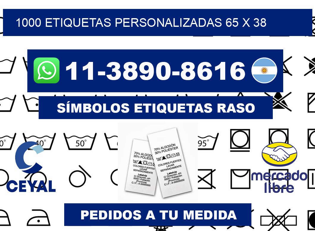 1000 etiquetas personalizadas 65 x 38
