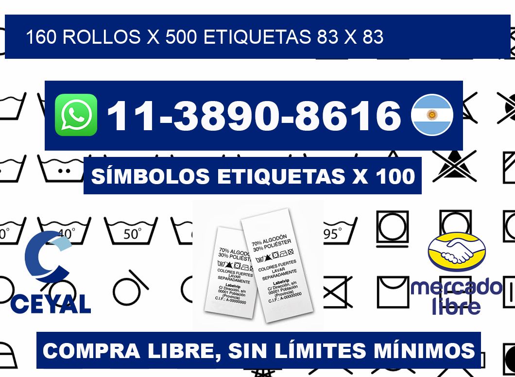 160 rollos x 500 etiquetas 83 x 83