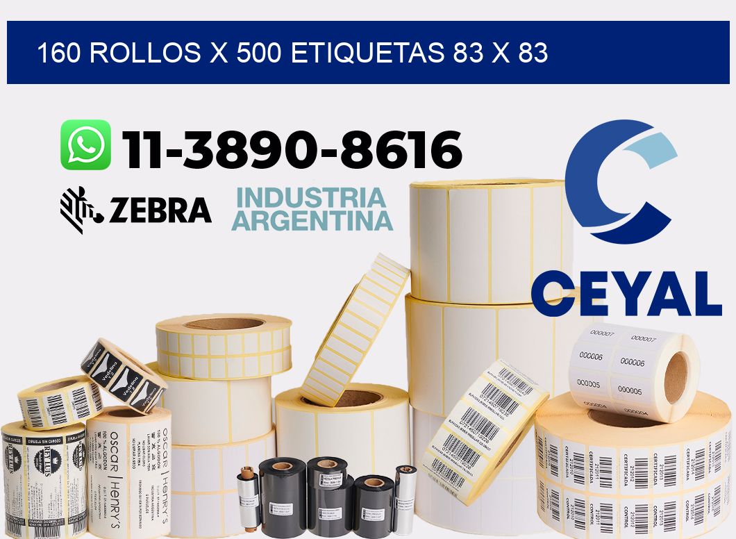 160 rollos x 500 etiquetas 83 x 83