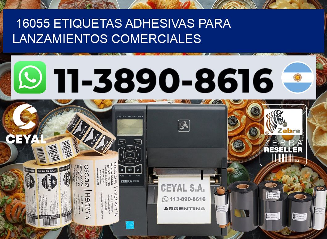 16055 Etiquetas adhesivas para lanzamientos comerciales